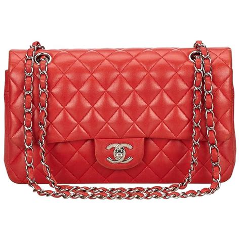 chanel red classic handbag|red chanel handbag for sale.